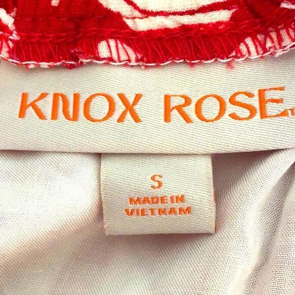 Knox Rose Red White Floral Bird Print Tassel Drawstring Tiered A Line Skirt - Picture 9 of 10